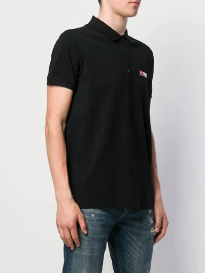 Shop Diesel Embroidered Logo Polo Shirt In Black