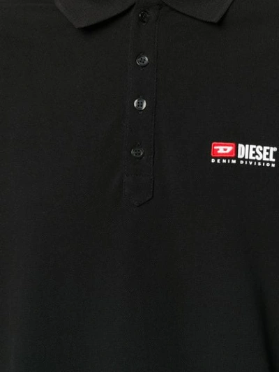 Shop Diesel Embroidered Logo Polo Shirt In Black
