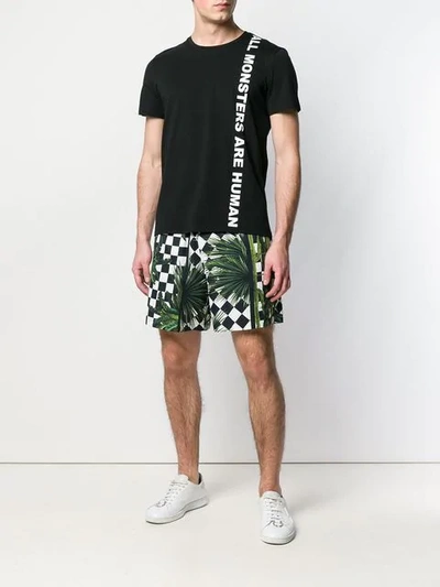 Shop Just Cavalli Checker Printed Shorts In Black