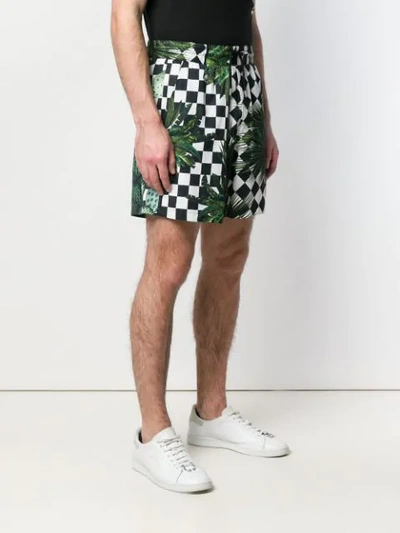Shop Just Cavalli Checker Printed Shorts In Black