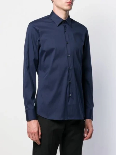 PRADA LONG-SLEEVE POPLIN SHIRT - 蓝色