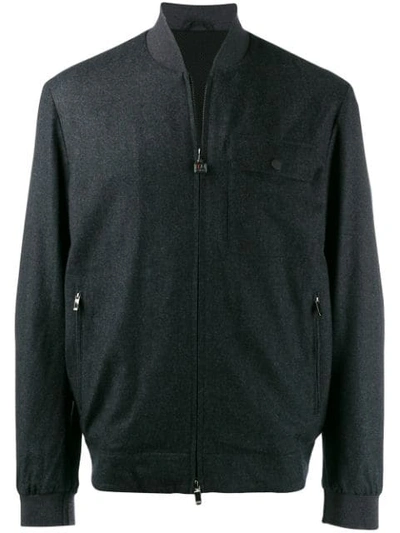 Shop Z Zegna Chest Pocket Bomber Jacket In Grey