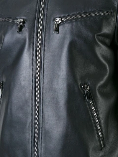 Shop Kent & Curwen Leather Biker Jacket In 99