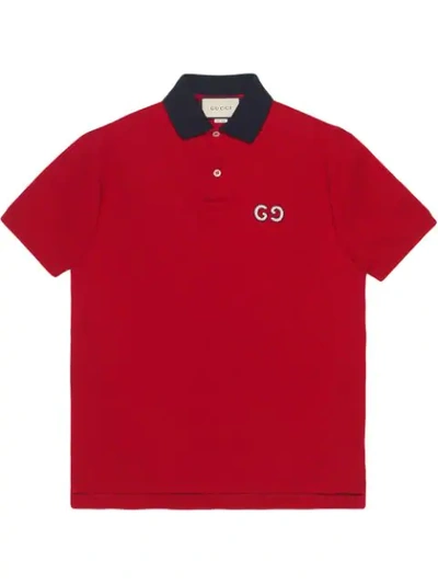 Shop Gucci Polo With Gg Embroidery In Red