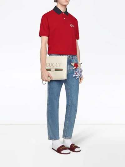Shop Gucci Polo With Gg Embroidery In Red