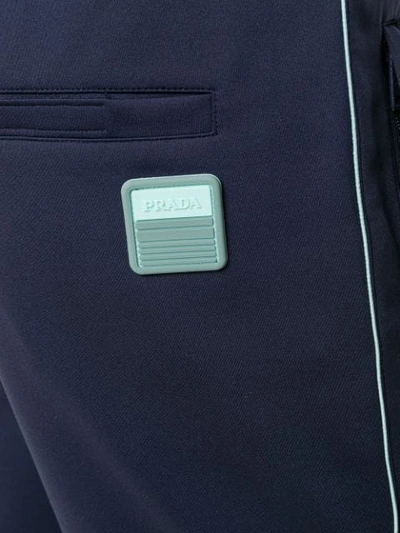 Shop Prada Piped Track Pants In Blue