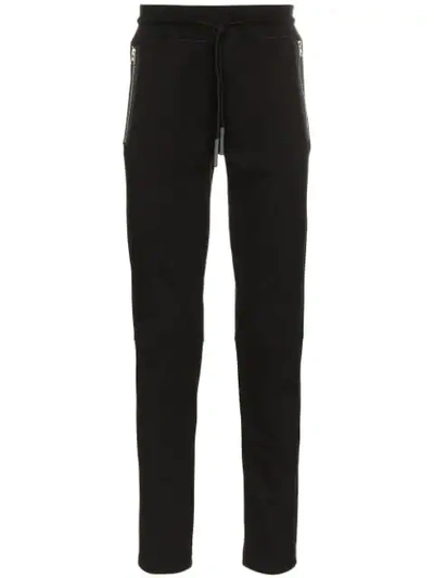 Shop Moncler Zipped Pocket Cotton Sweatpants - Black