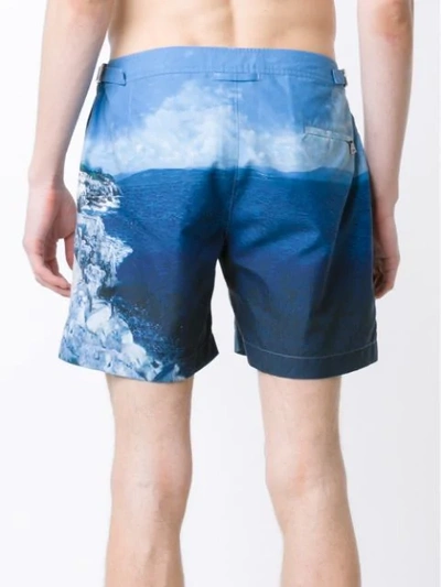 Shop Orlebar Brown Printed Beach Shorts - Blue