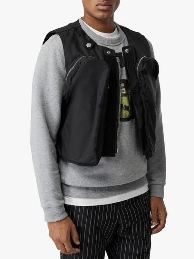 Shop Burberry Nylon Twill Bomber Jacket With Detachable Gilet In Black