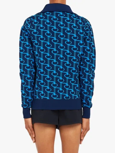 Shop Prada Technical Jacquard Cardigan In Blue