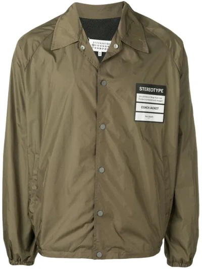 Shop Maison Margiela Stereotype Patch Shirt Jacket In Green