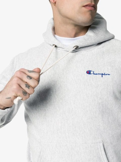 Shop Champion Contrast Logo Hoodie In Grey