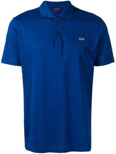 Shop Paul & Shark Embroidered Logo Polo Shirt In Blue