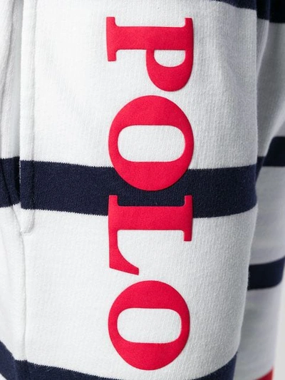 Shop Polo Ralph Lauren Logo Striped Shorts In White