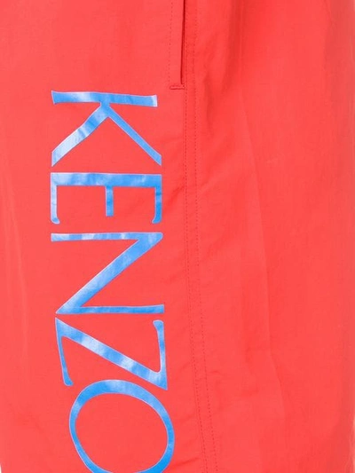 Shop Kenzo Logo Swim Shorts In Red