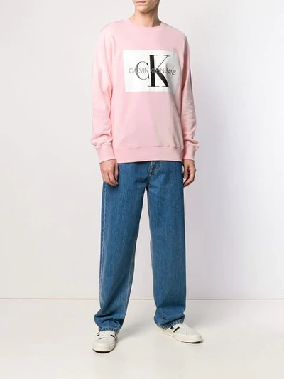 Shop Calvin Klein Jeans Est.1978 Logo Print Sweatshirt In Pink