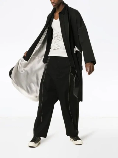 Shop Yohji Yamamoto Text Print Sleeveless Cotton Vest In White