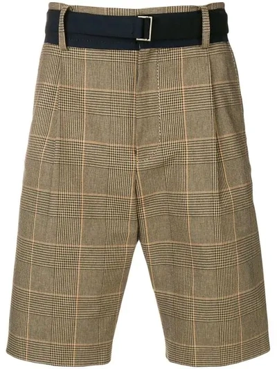 Shop Sacai Belted Tailored Shorts In Brown