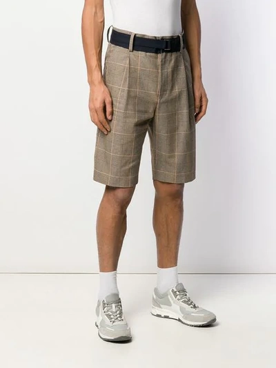 Shop Sacai Belted Tailored Shorts In Brown