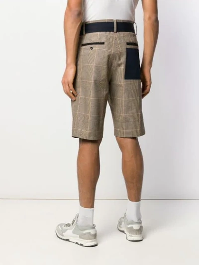 Shop Sacai Belted Tailored Shorts In Brown