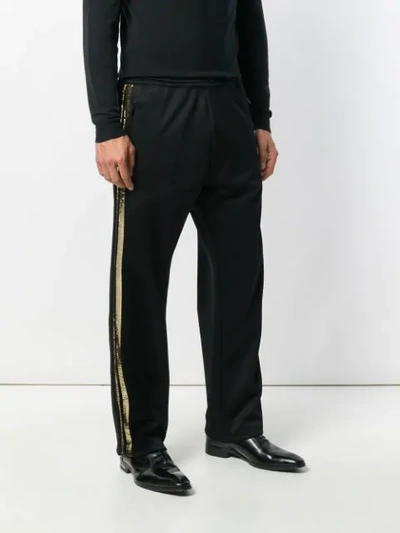 Dsquared2 Sequin Stripe Track Pants In Black