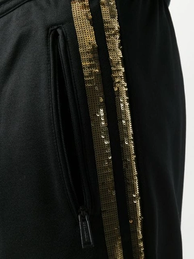 Dsquared2 Sequin Stripe Track Pants In Black