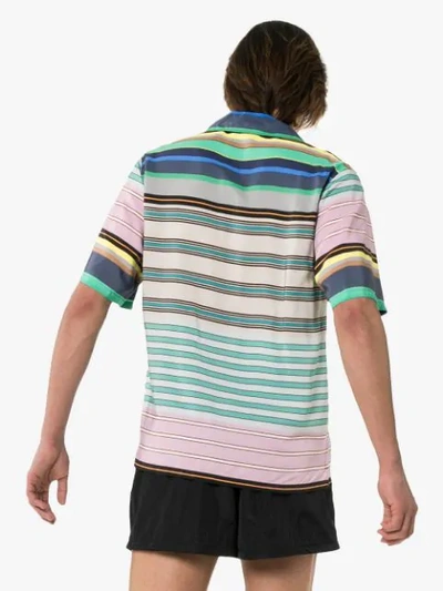 Shop Prada Stripe Print Logo Patch Shirt