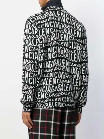 Shop Balenciaga Wave Logo Pattern Jumper In Black