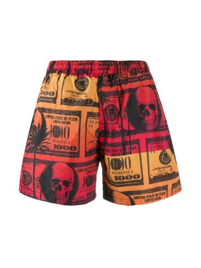 Shop Philipp Plein Dollar Print Swim Shorts In 20 Orange