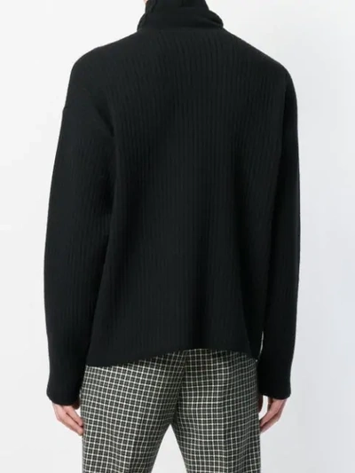 Shop Ami Alexandre Mattiussi Oversize Turtleneck Ribbed Sweater In Black