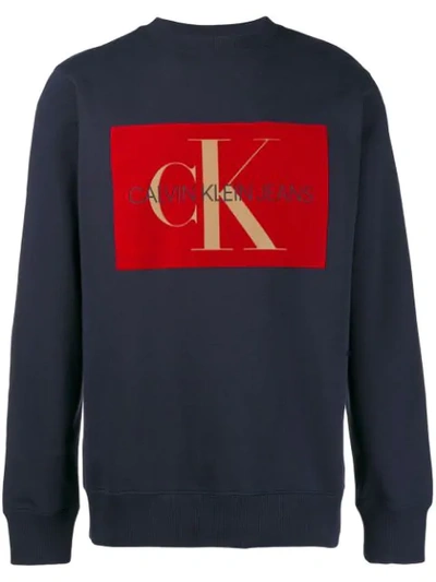 Shop Calvin Klein Jeans Est.1978 Printed Logo Sweatshirt In Blue