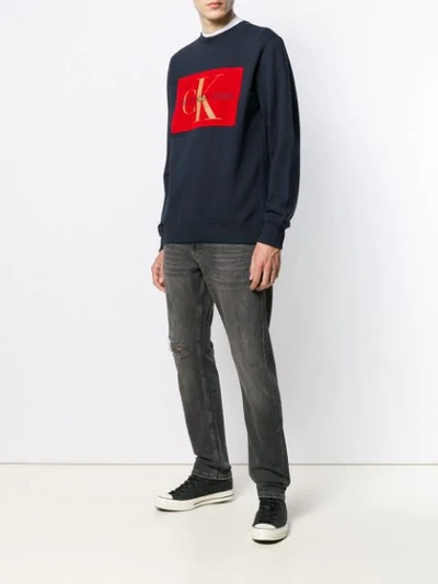 Shop Calvin Klein Jeans Est.1978 Printed Logo Sweatshirt In Blue