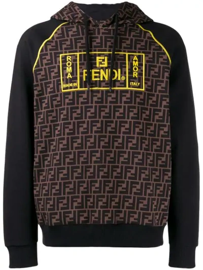 Shop Fendi Roma Ff Logo Hoodie In Black