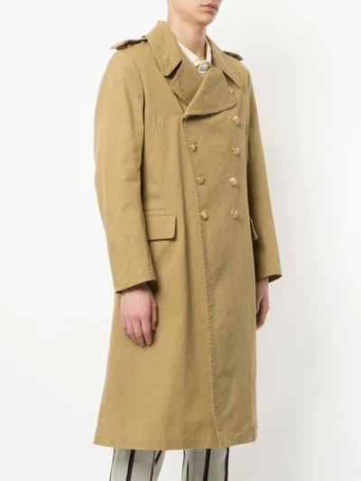 Shop Kent & Curwen Double Breasted Trench Coat In Brown