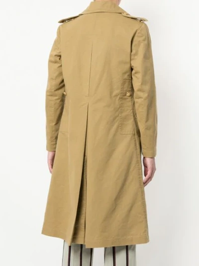 Shop Kent & Curwen Double Breasted Trench Coat In Brown
