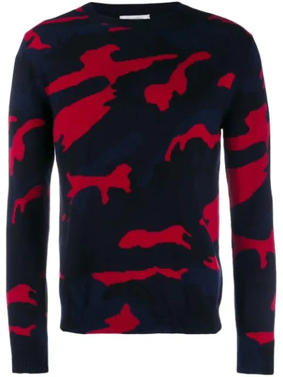 Shop Valentino Cashmere Camouflage Sweater In Blue