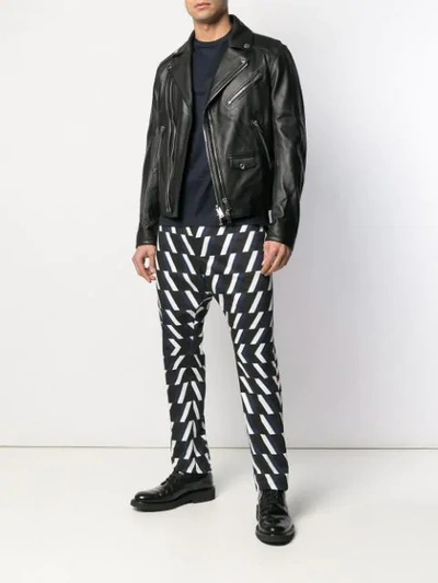 Shop Les Hommes Multiple Zip Biker Jacket In Black