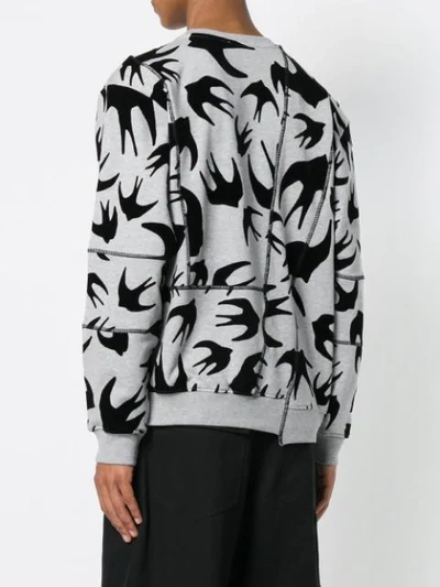 Shop Mcq By Alexander Mcqueen Swallow Print Panelled Sweatshirt In Grey
