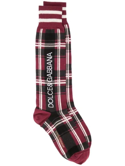 Shop Dolce & Gabbana Checked Socks In Multicolour