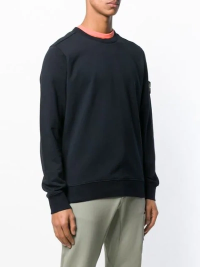 Shop Stone Island Long-sleeve Fitted Sweater In Blue