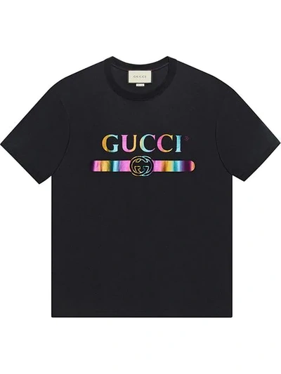 Shop Gucci Oversize T-shirt With  Logo In Black