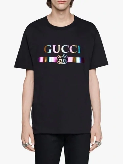 GUCCI GUCCI LOGO超大款T恤 - 黑色