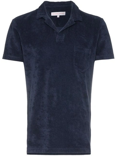 Shop Orlebar Brown Terry Cloth Polo Shirt In Blue