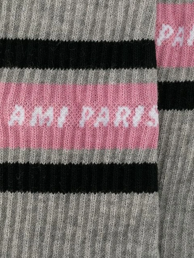 Shop Ami Alexandre Mattiussi Ami Paris Striped Socks In Grey