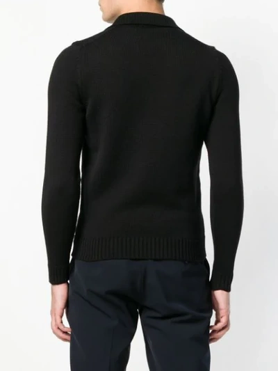 Shop Zanone Virgin Wool V-neck Jumper In Black