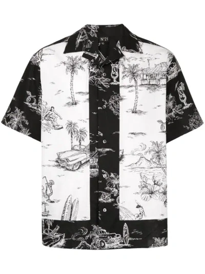 Shop N°21 Contrast Embroidered Shirt In Black