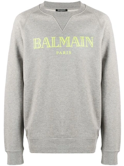 Shop Balmain Logo-print Sweatshirt In Grey