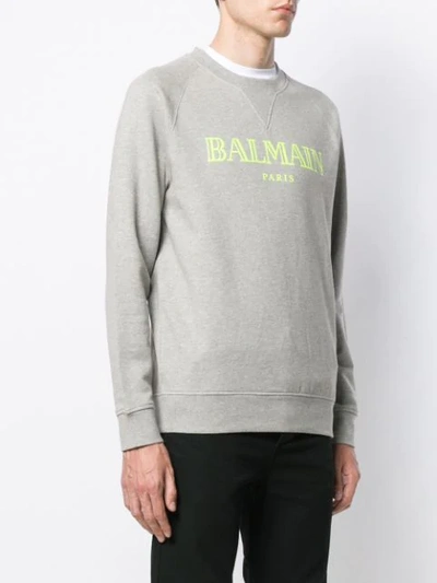 Shop Balmain Logo-print Sweatshirt In Grey