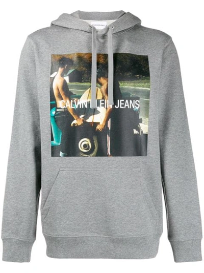 Shop Calvin Klein Jeans Est.1978 Photo Print Hoodie In 039 Grey Heather