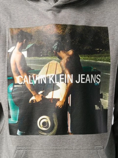 Shop Calvin Klein Jeans Est.1978 Photo Print Hoodie In 039 Grey Heather